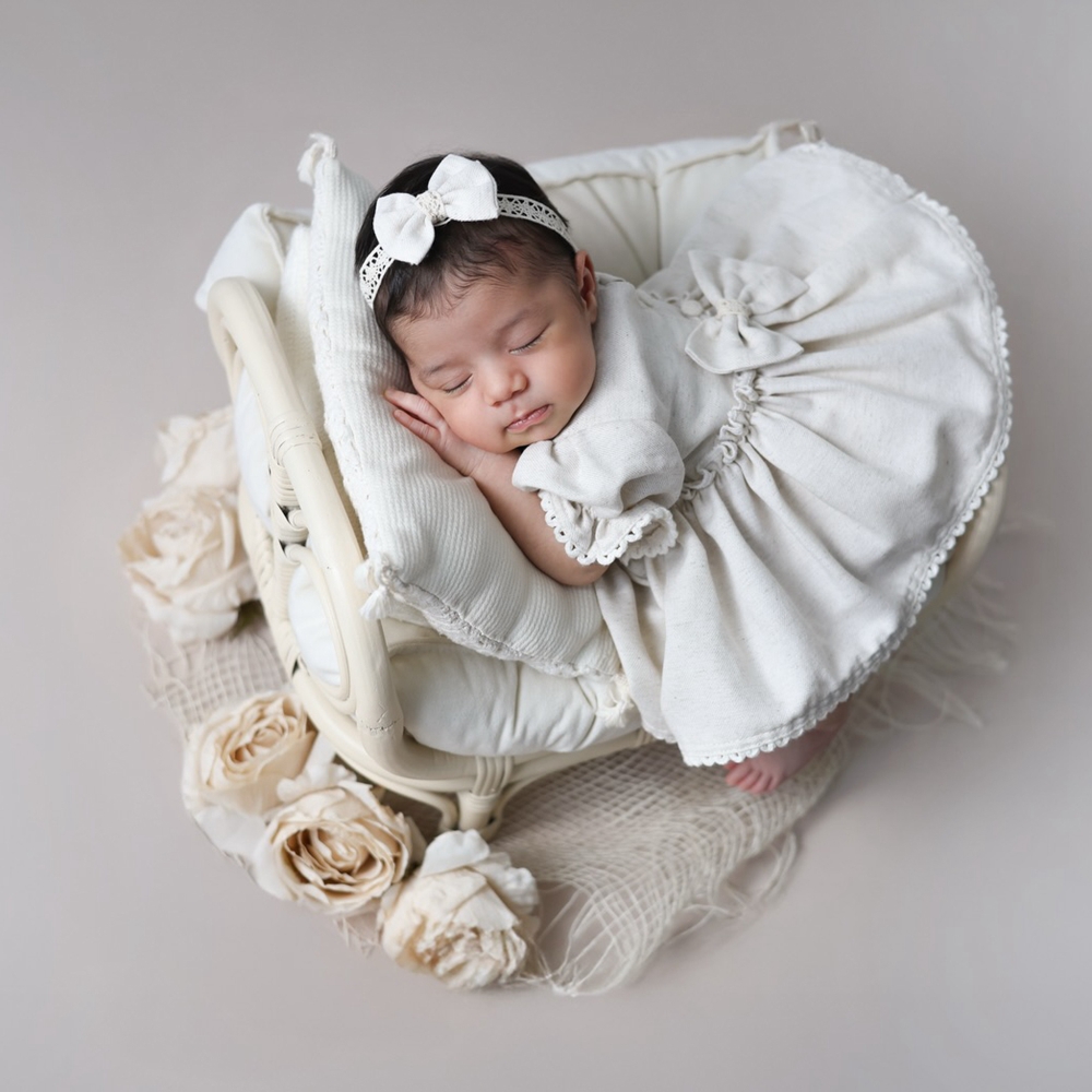 Baby Clothing Discount - Neugeborenen-Fotografie-Requisiten Babykleidung für Mädchen Spitzen-Rücken-Schleifen-Strampler Babykostüm