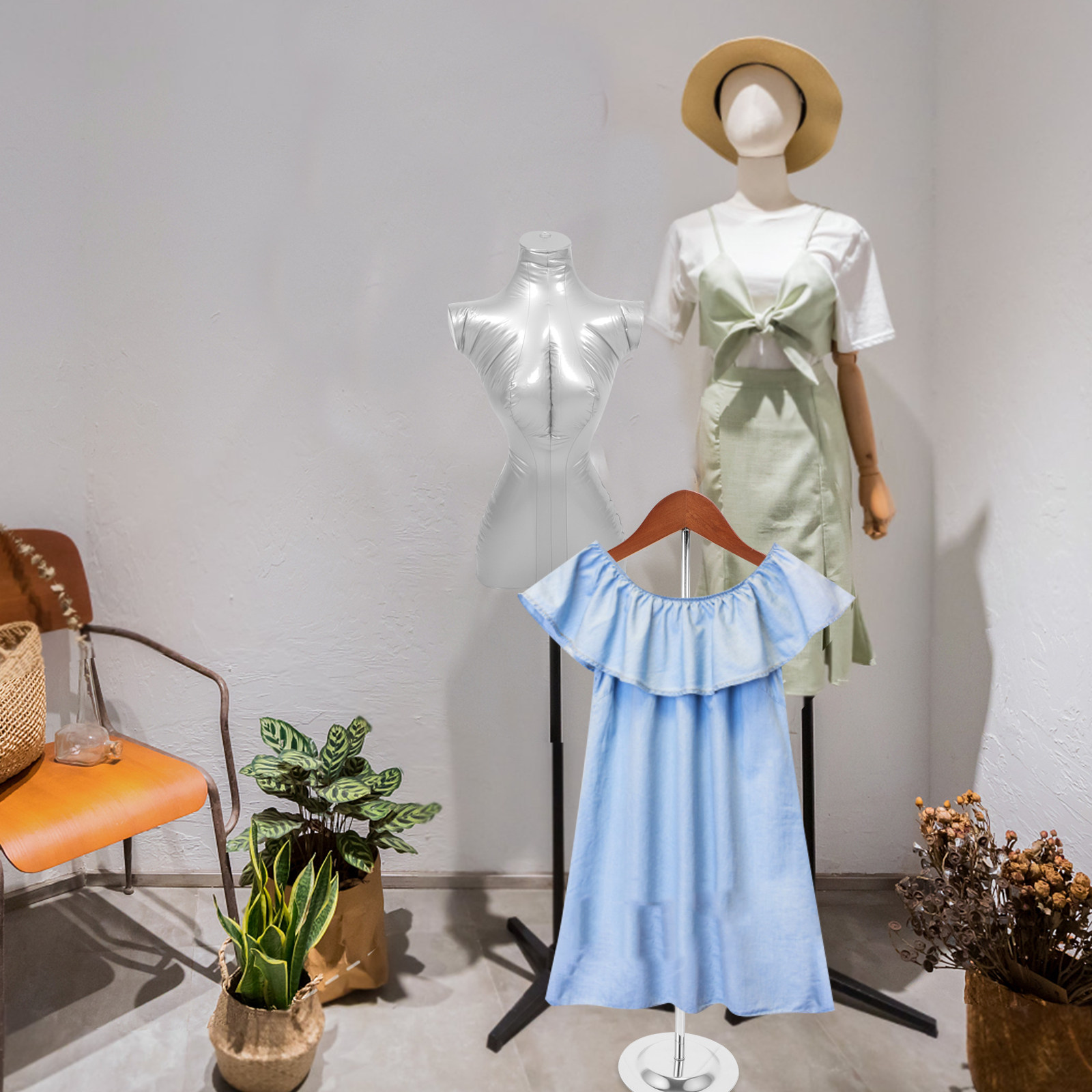 Baby Clothing Store - T-förmiger Kleiderständer mit Verstellbarer Höhe für