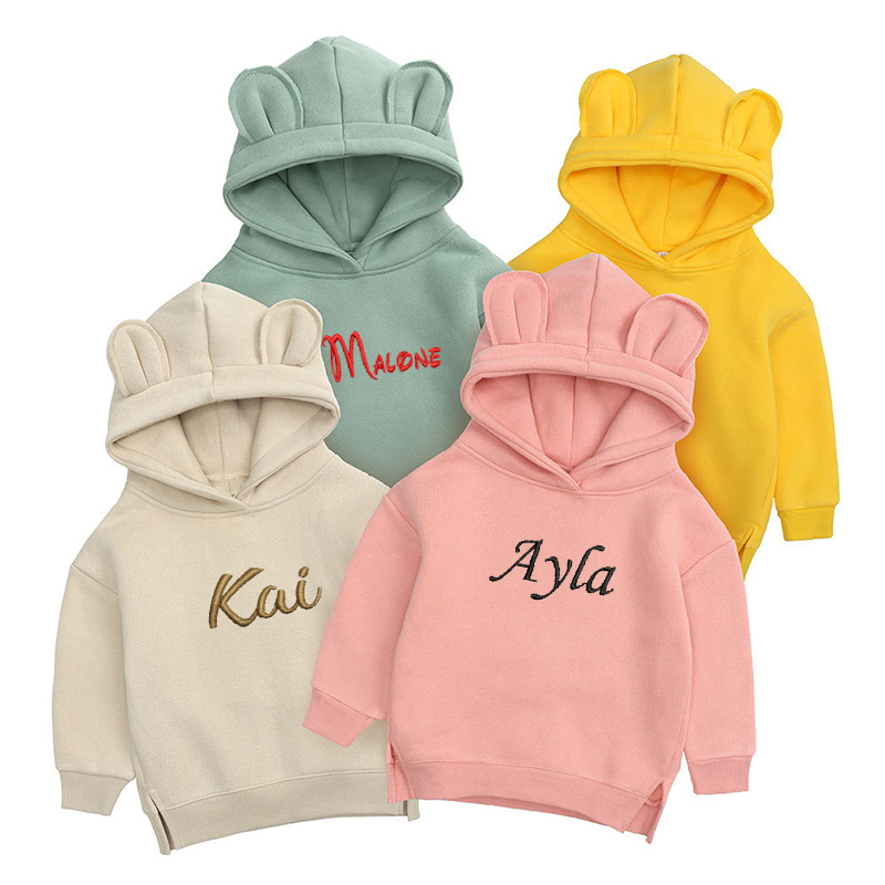 Baby Clothing Names - Personalisierte Stickerei Kinder Bär Hoodie Benutzerdefinierter
