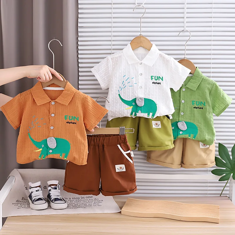 Baby Clothing Elephant - 2026 Sommer Baby Jungen 2-teiliges Outfit-Set