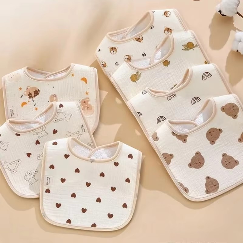 Printed Bibs Pack - 7 Stück/Packung Cartoon-Druck Baby-Lätzchen Wasserdichte Spucktücher