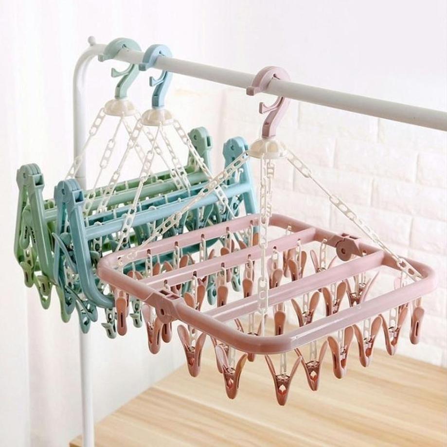 Baby Clothing Hanging Rack - 1 Stück 32 Clips Klappbare Kleidung