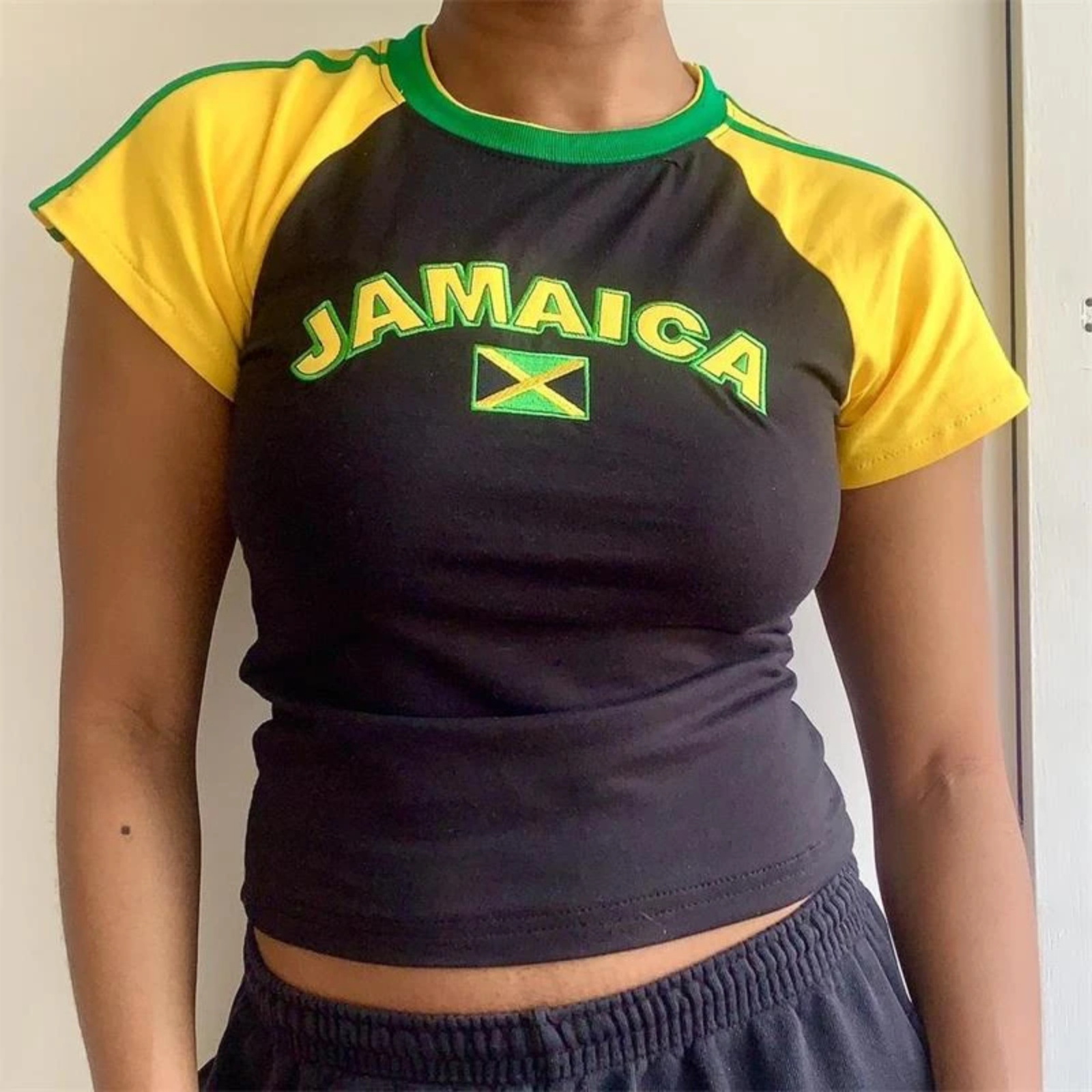 Baby Clothing Cheap - Frauen Ästhetische Jamaika Brief Drucken T-shirt