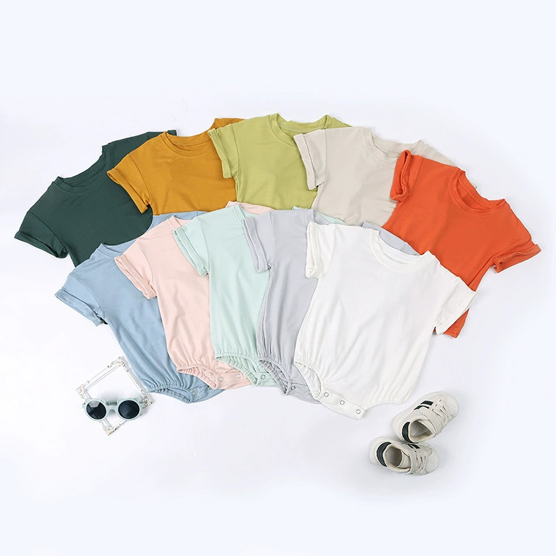 Bamboo Bodysuit Baby - Neugeborenes Baby Junge Mädchen Einfarbiger Kurzarm-Strampler