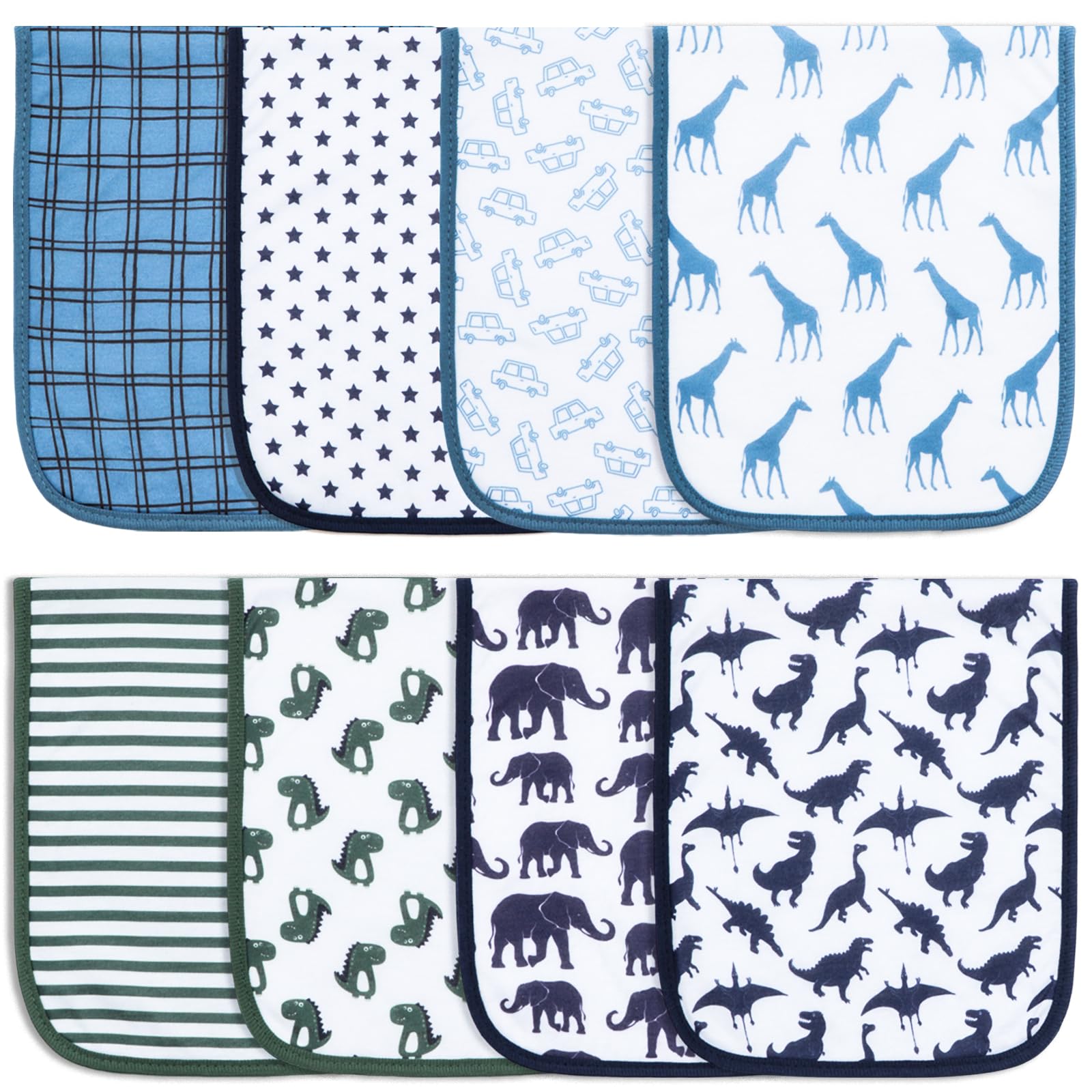 Printed Bibs Pack - Benoxine 8er-Pack Bio-Baumwoll-Spucktücher, groß 48 x