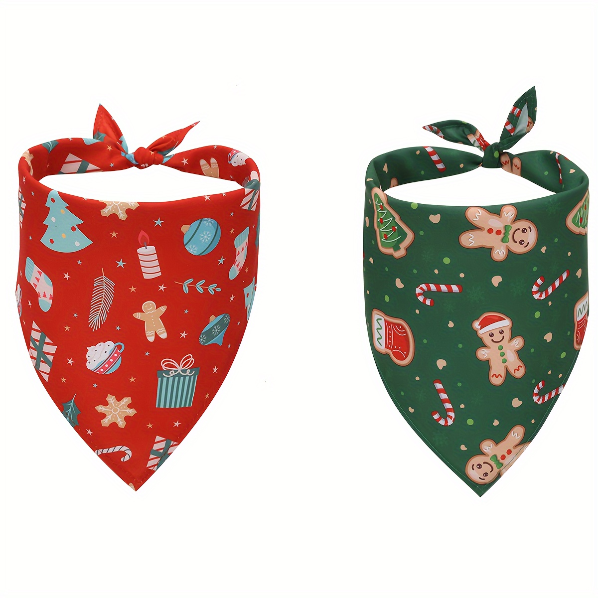 Printed Bibs Pack - 2er-Pack Weihnachts-Hundeschal, bequemer dreieckiger Hundeschal mit