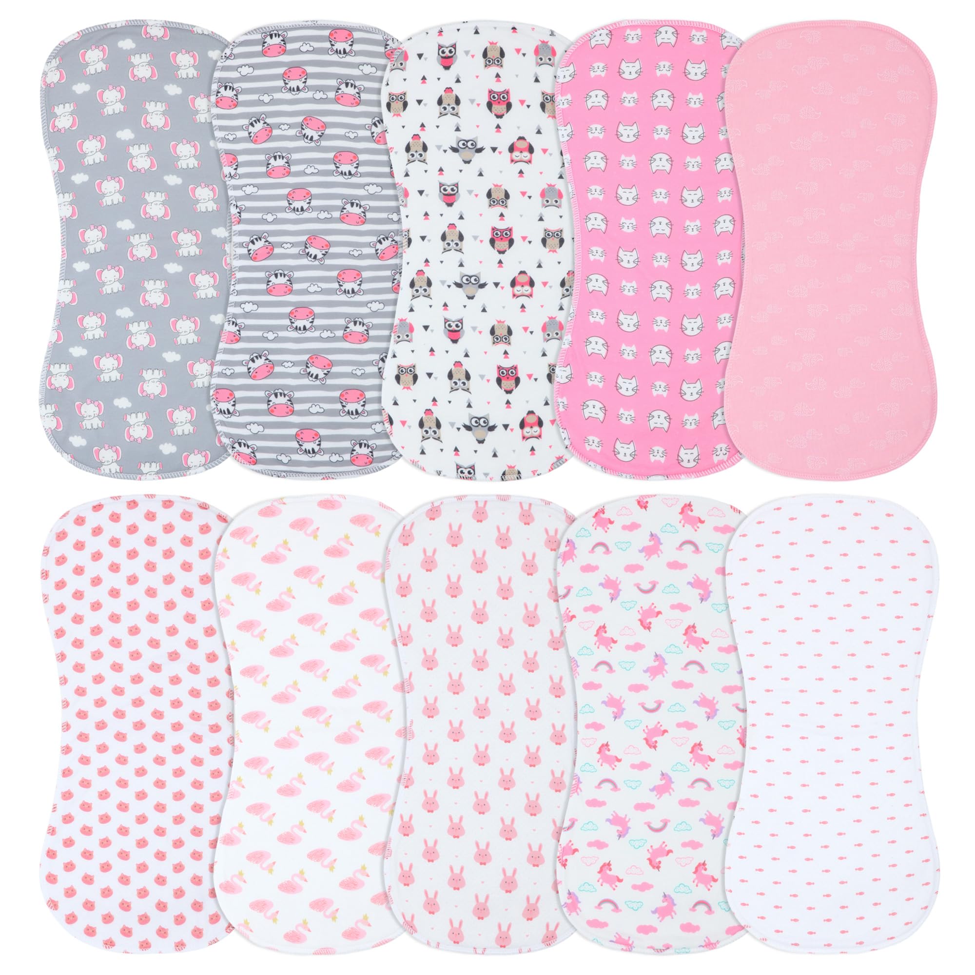 Printed Bibs Pack - Benoxine 10er-Pack Große Baby-Spucktücher, superweiche Mikrofaser-Vorderseite