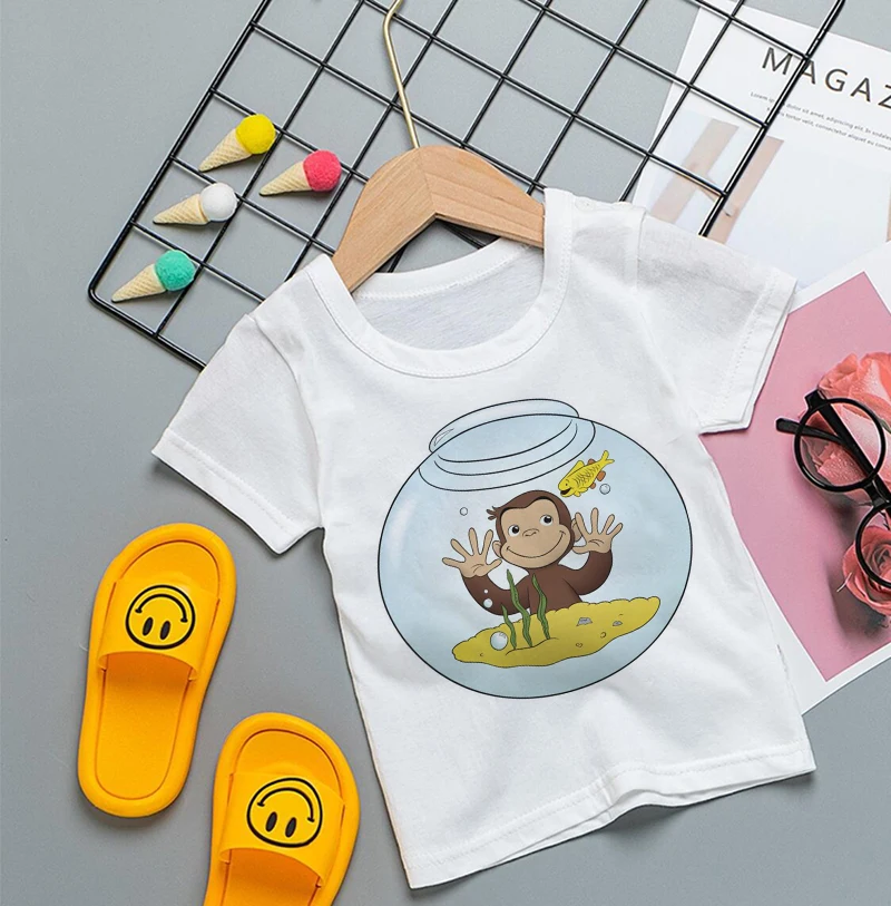 Curious George Cartoon-Print T – Baby Clothing Sale Bewertung und Preis